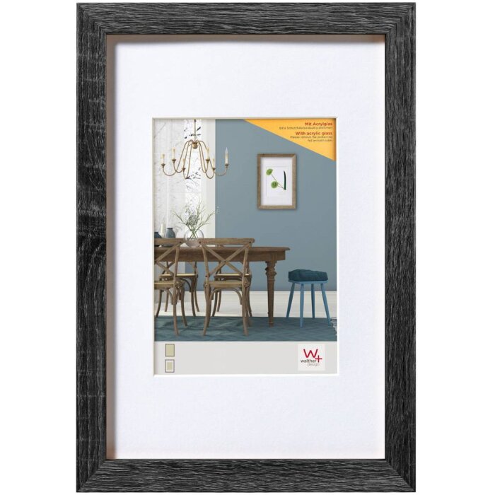 Dřevěný rám Walther Fiorito 50x60 cm tmavě šedé akrylové sklo