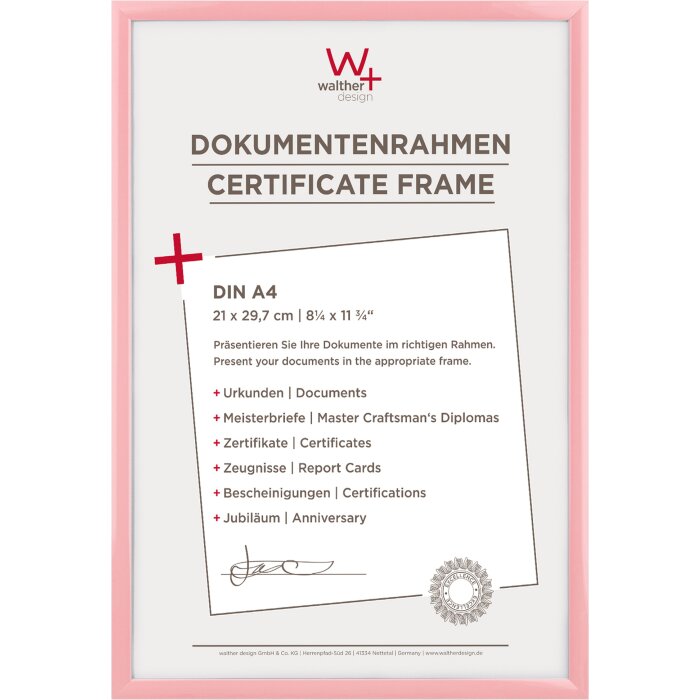 Walther New Lifestyle Plastový rámeček 21x29,7cm Pink Din A4