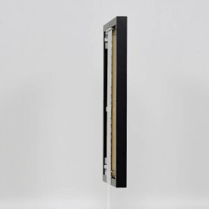 Hliníkový obrazový rám Quadro 14,8x21 cm černý zadní panel z čirého skla MDF
