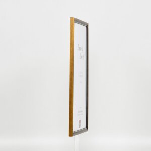 Efektní rám z masivního dřeva profil 22 hnědo-zlatý 25x50 cm normální sklo