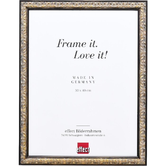 Effect Dřevěný rámeček na obrazy styl Barok 21x29,7 cm černá-stříbrná