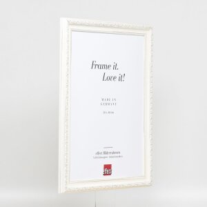 Efektní dřevěný barokní rám profil 37 bílý 60x90 cm antireflexní sklo