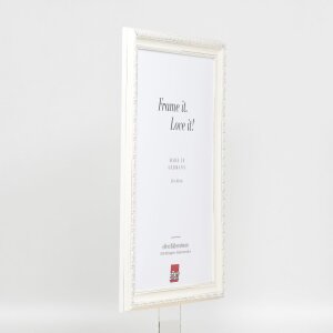 Efektní dřevěný barokní rám profil 37 bílý 60x90 cm antireflexní sklo