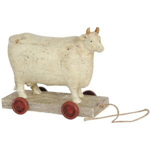 Clayre & Eef Dekofigur Kuh auf Rädern 14x7x12 cm...
