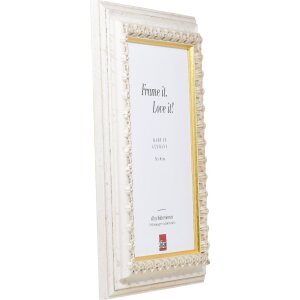 Effect Dřevěný rámeček na obraz s zlatým lemováním bílý 24x30 cm