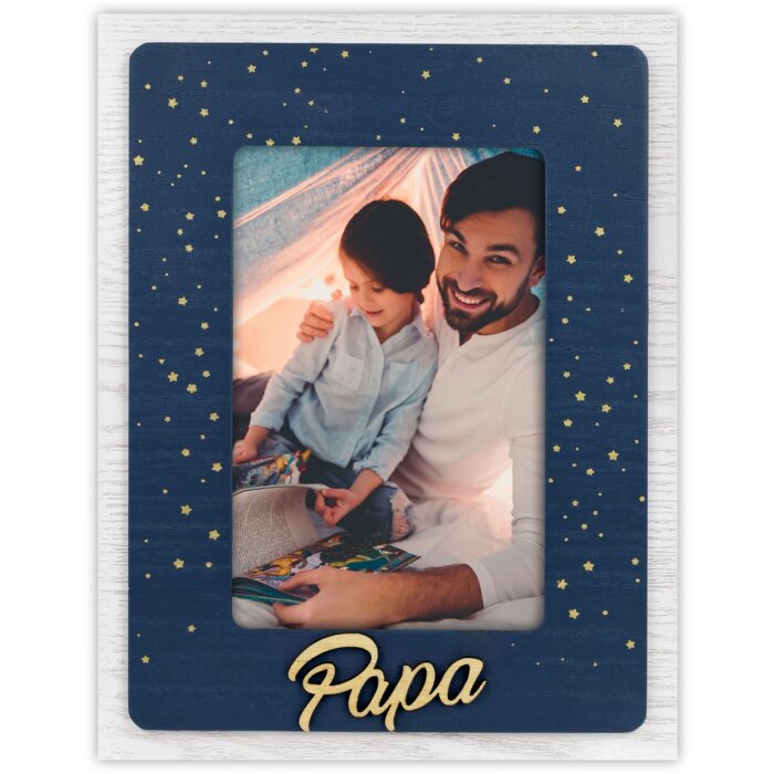 Dřevěný fotorámeček ZEP Astro FR modrý 10x15 cm tatínek fotorámeček