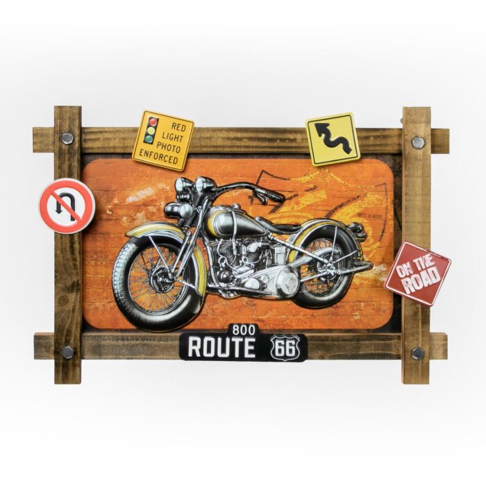 ZEP kovová dekorace na zeď GRANTS 59x40x4 cm motorka