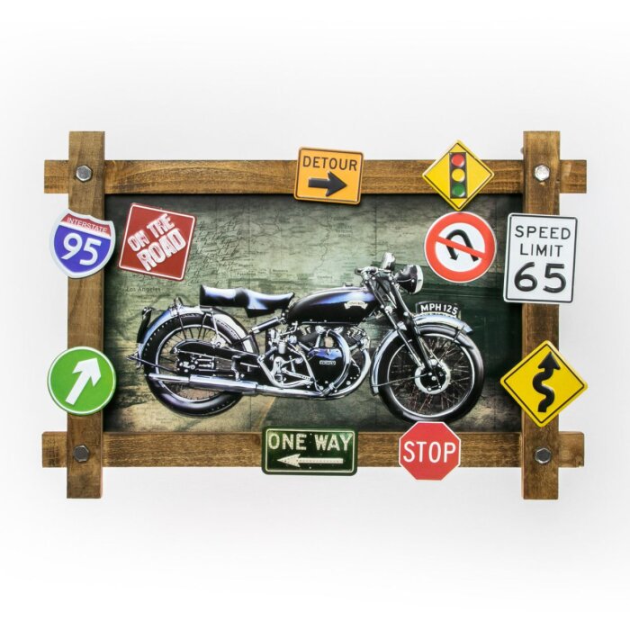 Dekorace na zeď ZEP GALLUP 59x40x4 cm motorka