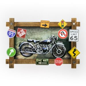 Dekorace na zeď ZEP GALLUP 59x40x4 cm motorka