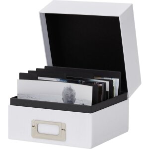 HNFD box na fotografie Sawala 10x15 cm tmavě modrý s přepážkami a držákem na štítky