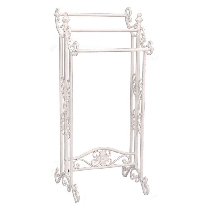 Clayre & Eef 4Y0224W Věšák na ručníky pro hosty 40x37x91 cm bílý obdélník