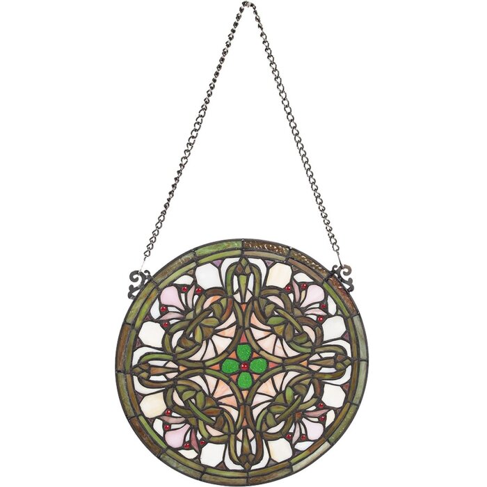 LumiLamp 5LL-6271 Okenní obraz Tiffany Ø 30x1 cm Zelený kulatý