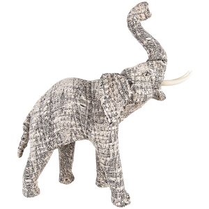 Clayre & Eef 65181M Dekorace slon 30 cm bílá - černá