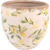 Clayre & Eef 6CE1529L Květináč keramický žlutý Ø 19x19 cm Botanický design