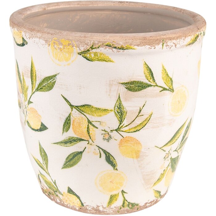 Clayre & Eef 6CE1532L Květináč Lemons Yellow Ø 17x16cm