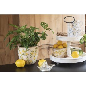 Clayre & Eef 6CE1532L Květináč Lemons Yellow Ø 17x16cm