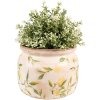 Clayre & Eef 6CE1535L Květináč keramický Ø 20x15 cm žlutý béžový Vintage