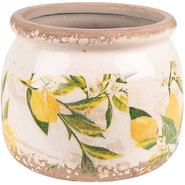 Clayre & Eef 6CE1535S Dekorace Květináč Ø 12x9 cm Žlutý