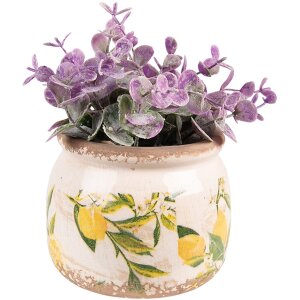 Clayre & Eef 6CE1535S Dekorace Květináč Ø 12x9 cm Žlutý