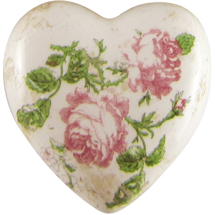 Clayre & Eef 6CE1542M Dekorace Srdce 8x8x4 cm růžová - béžová