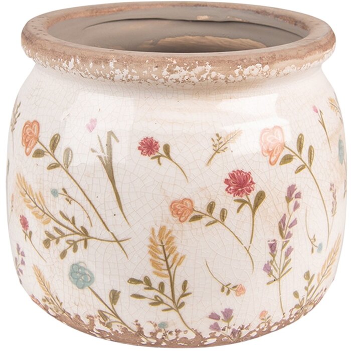 Clayre & Eef 6CE1551M Dekorace Květináč Ø 15x13 cm Růžová - zelená