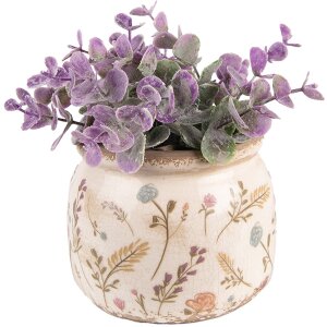 Clayre & Eef 6CE1551S Dekorace Květináč Ø 12x9 cm Růžová - zelená