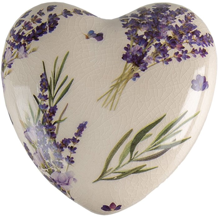 Clayre & Eef 6CE1554L Dekorace Srdce 11x11x4 cm Fialová - zelená