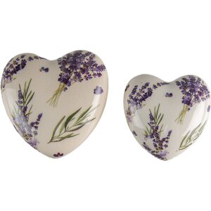 Clayre & Eef 6CE1554L Dekorace Srdce 11x11x4 cm Fialová - zelená