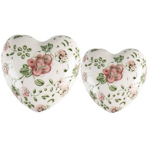 Clayre & Eef 6CE1565L Dekorace Srdce 11x11x4 cm růžová - béžová