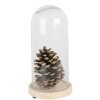 Clayre & Eef 6GL4039 Skleněný zvon Ø 13x26 cm Hnědé sklo dřevo venkovský styl