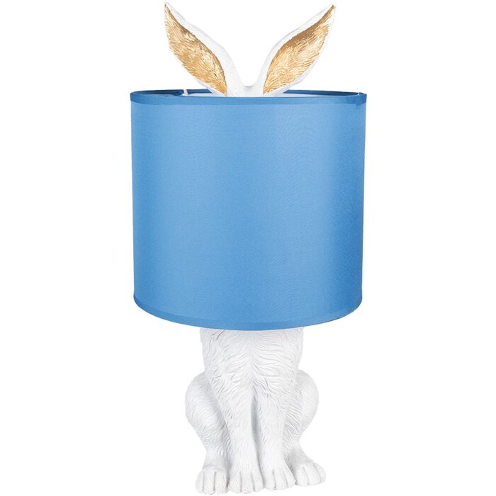 Clayre & Eef 6LMC0013WBL Stolní lampa Rabbit Ø 20x43 cm Bílá modrá