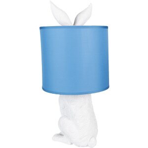 Clayre & Eef 6LMC0013WBL Stolní lampa Rabbit Ø 20x43 cm Bílá modrá