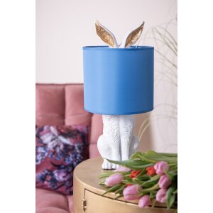 Clayre & Eef 6LMC0013WBL Stolní lampa Rabbit Ø 20x43 cm Bílá modrá