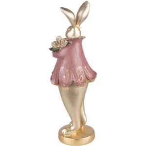 Clayre & Eef 6PR3626 Dekorace Králík 11x10x29 cm Zlatá barva