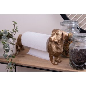 Clayre & Eef 6PR3637 Držák na kuchyňské role Dog Gold Black 46x15x21 cm