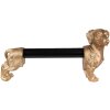 Clayre & Eef 6PR3637 Držák na kuchyňské role Dog Gold Black 46x15x21 cm