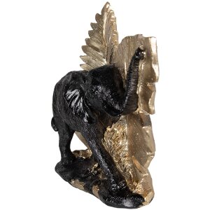 Clayre & Eef 6PR3816 Dekorace Slon 25x10x18 cm černá - zlatá barva