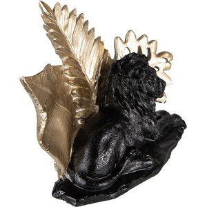 Clayre & Eef 6PR3817 Dekorace Lev 23x13x16 cm černá - zlatá barva