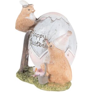 Clayre & Eef 6PR3824 Dekorace kuřátko 12x9x12 cm šedá - hnědá