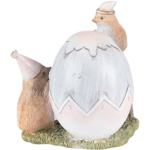 Clayre & Eef 6PR3824 Dekorace kuřátko 12x9x12 cm šedá - hnědá