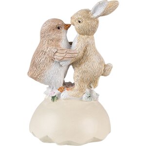 Clayre & Eef 6PR3826 Dekorace králík a kuřátko 8x8x13 cm béžová - hnědá