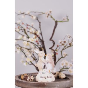 Clayre & Eef 6PR3826 Dekorace králík a kuřátko 8x8x13 cm béžová - hnědá