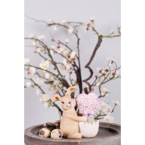Clayre & Eef 6PR3833 Dekorace králík 11x6x12 cm hnědá - růžová