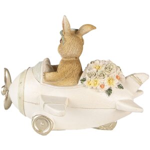 Clayre & Eef 6PR3838 Dekorace králík 15x11x12 cm béžová - hnědá