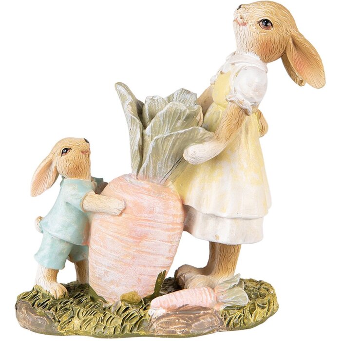 Clayre & Eef 6PR3844 Dekorace králík 12x6x13 cm hnědá - žlutá