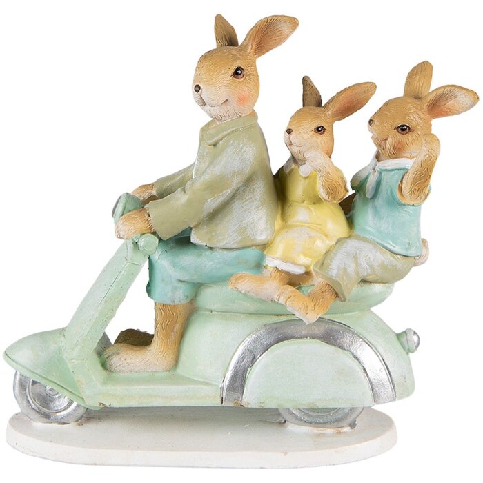 Clayre & Eef 6PR3845 Dekorace králík 17x7x15 cm zelená - hnědá