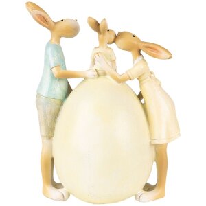 Clayre & Eef 6PR3856 Dekorace králík 13x9x17 cm zelená - žlutá