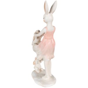 Clayre & Eef 6PR3868 Dekorace králík 9x6x22 cm růžová - béžová