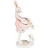 Clayre & Eef 6PR3868 Dekorace králík 9x6x22 cm růžová - béžová