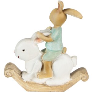 Clayre & Eef 6PR3871 Dekorace králík 10x4x11 cm bílá - zelená